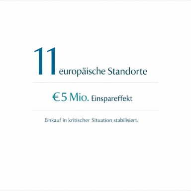11 europäische Standorte, 5 Millionen Euro, Einkauf in kritischer Situation stabilisiert.